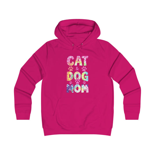 Cat & Dog Mom Hoodie — Floral Paw Print Pet Lover Sweatshirt