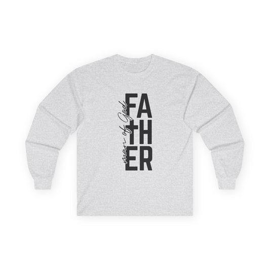 Father Man of God Long Sleeve Tee Vertical Script