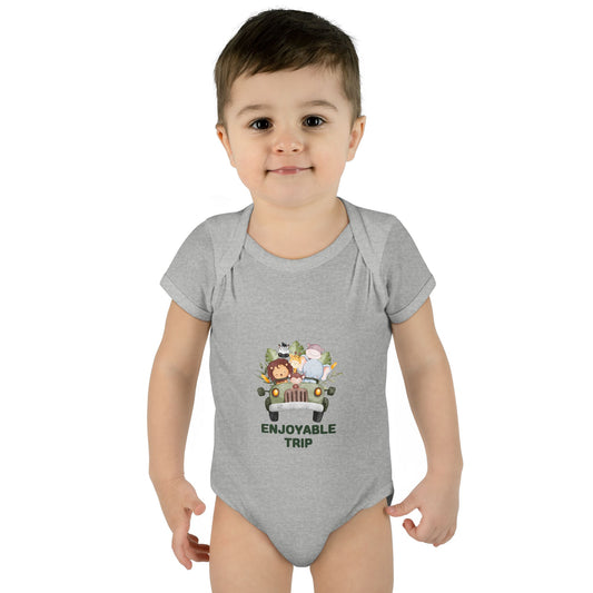 Infant Bodysuit with Enjoyable Trip Zoo Animals Design