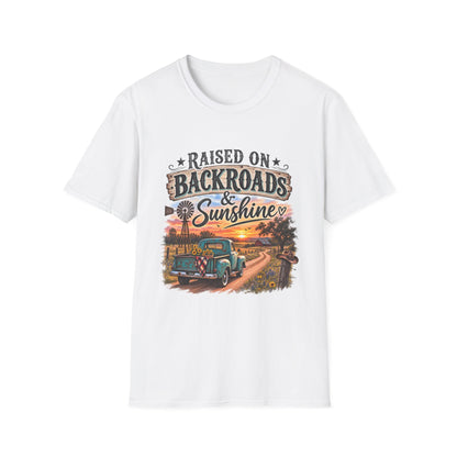 Raised on Backroads & Sunshine T-Shirt — Vintage Country Sunset Tee