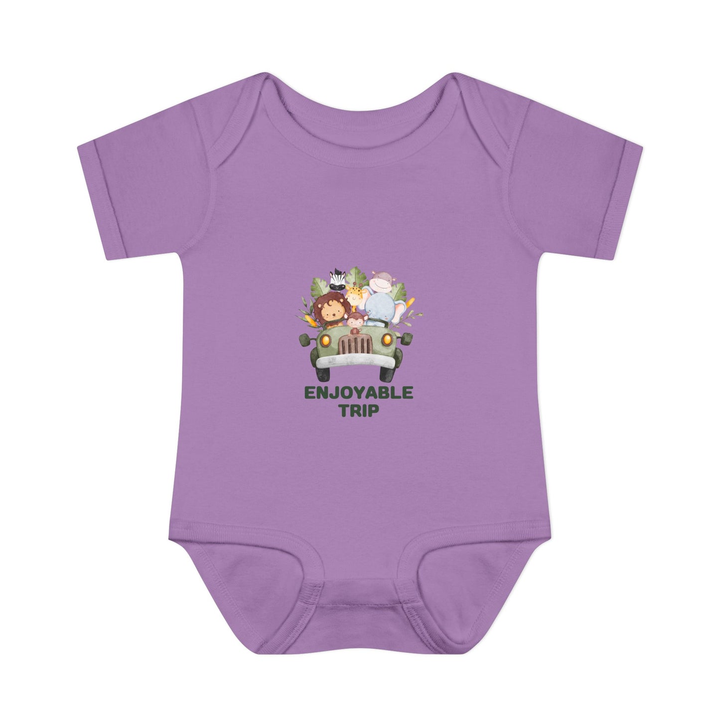 Infant Bodysuit with Enjoyable Trip Zoo Animals Design
