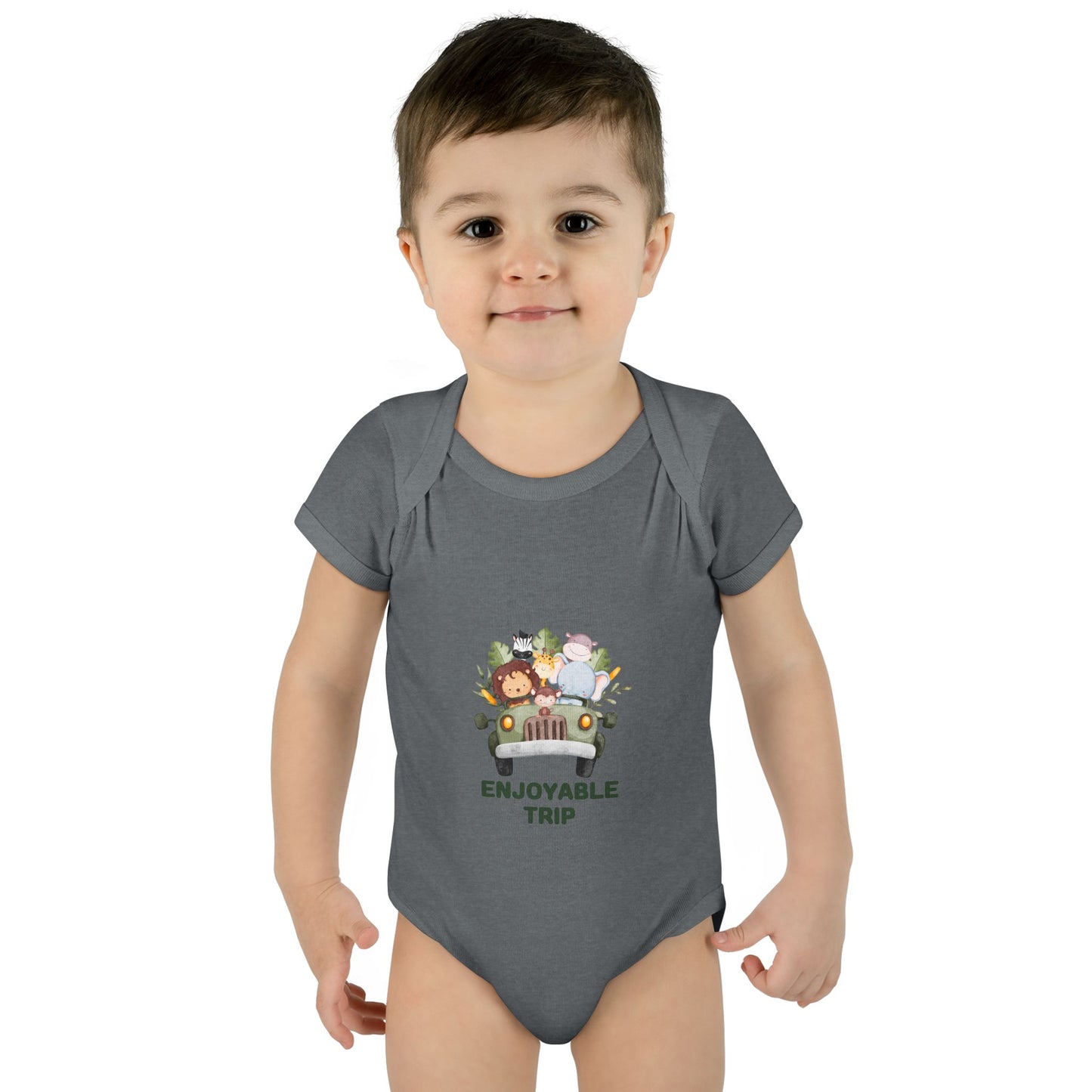 Infant Bodysuit with Enjoyable Trip Zoo Animals Design