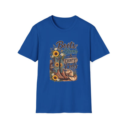 Boots, Blooms & Country Roots T-Shirt — Sunflower Cowboy Boot Graphic Tee