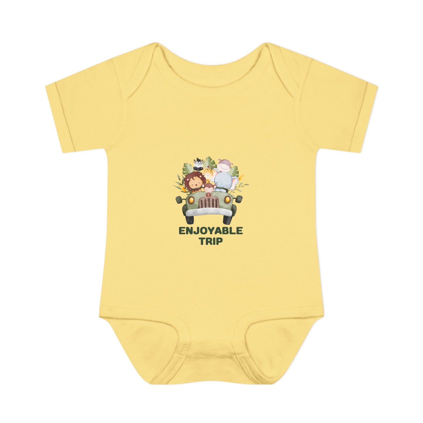 Infant Bodysuit with Enjoyable Trip Zoo Animals Design
