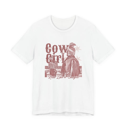 Cowgirl Tee – 'Cowgirl' Vintage Rodeo Graphic Short Sleeve Shirt