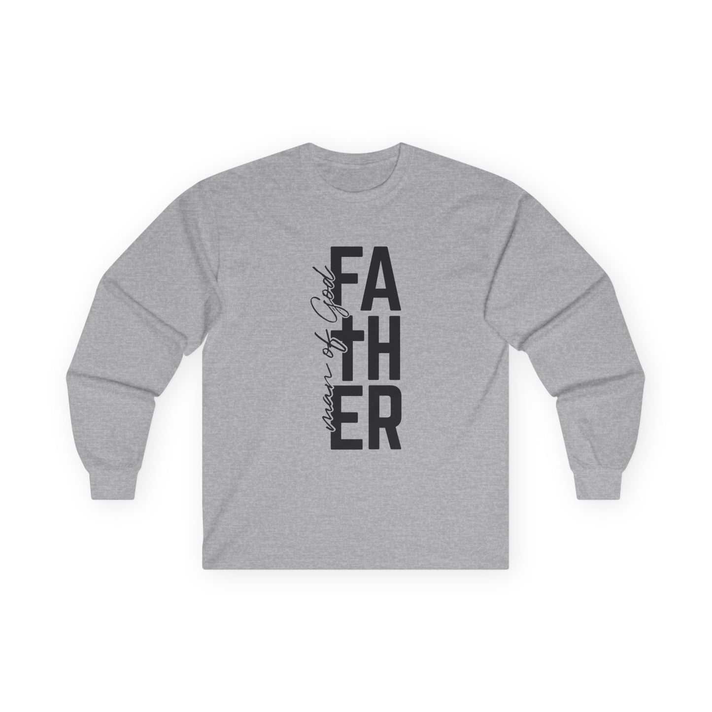 Father Man of God Long Sleeve Tee Vertical Script