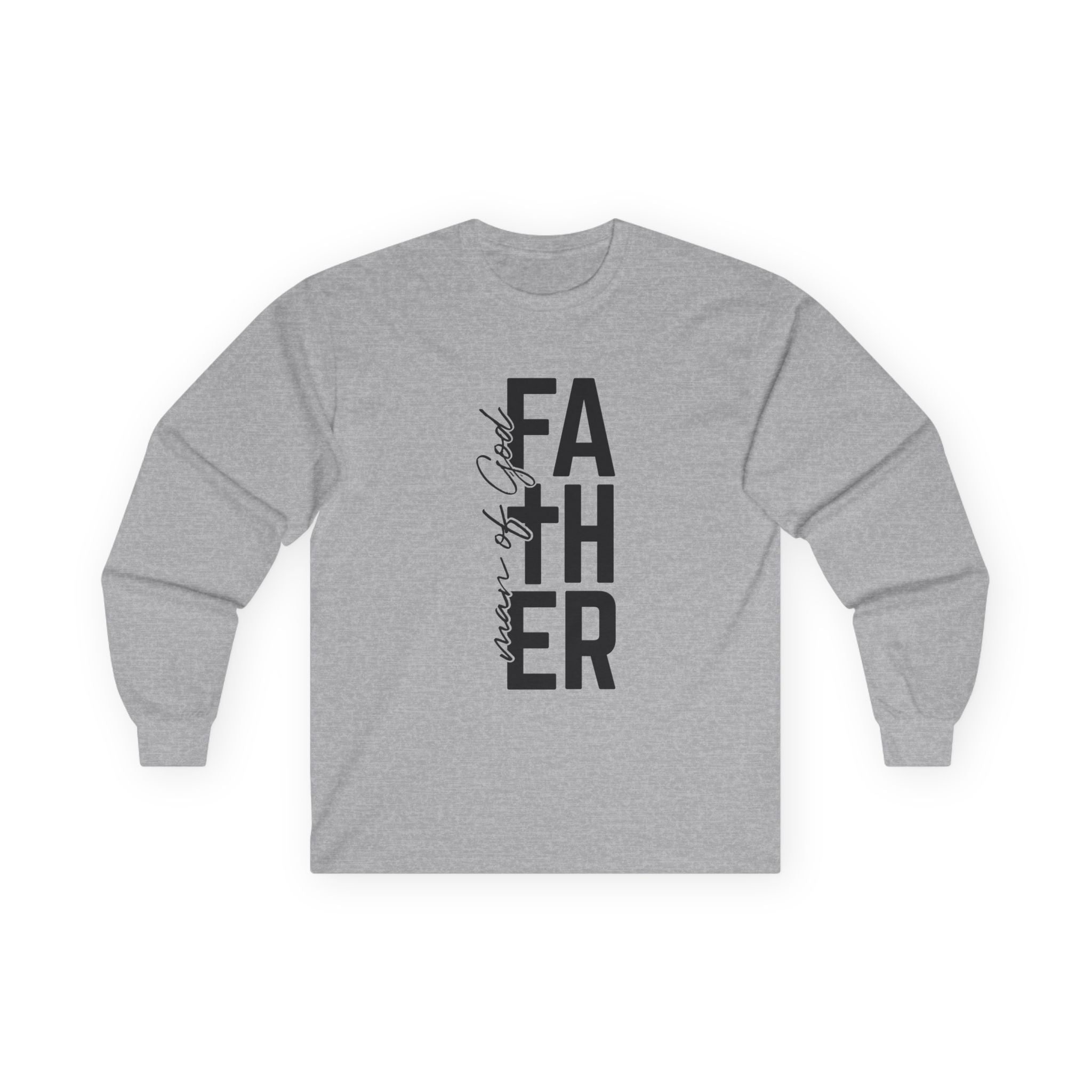 Father Man of God Long Sleeve Tee Vertical Script