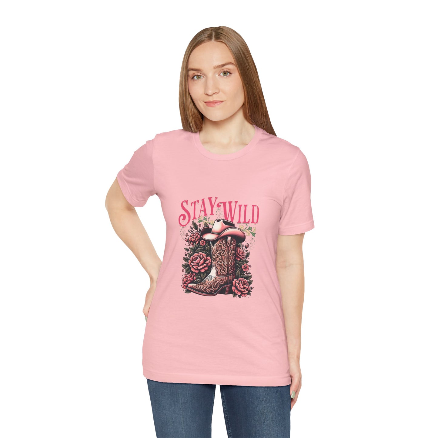 Stay Wild Cowboy Boot Floral Cowgirl T-Shirt