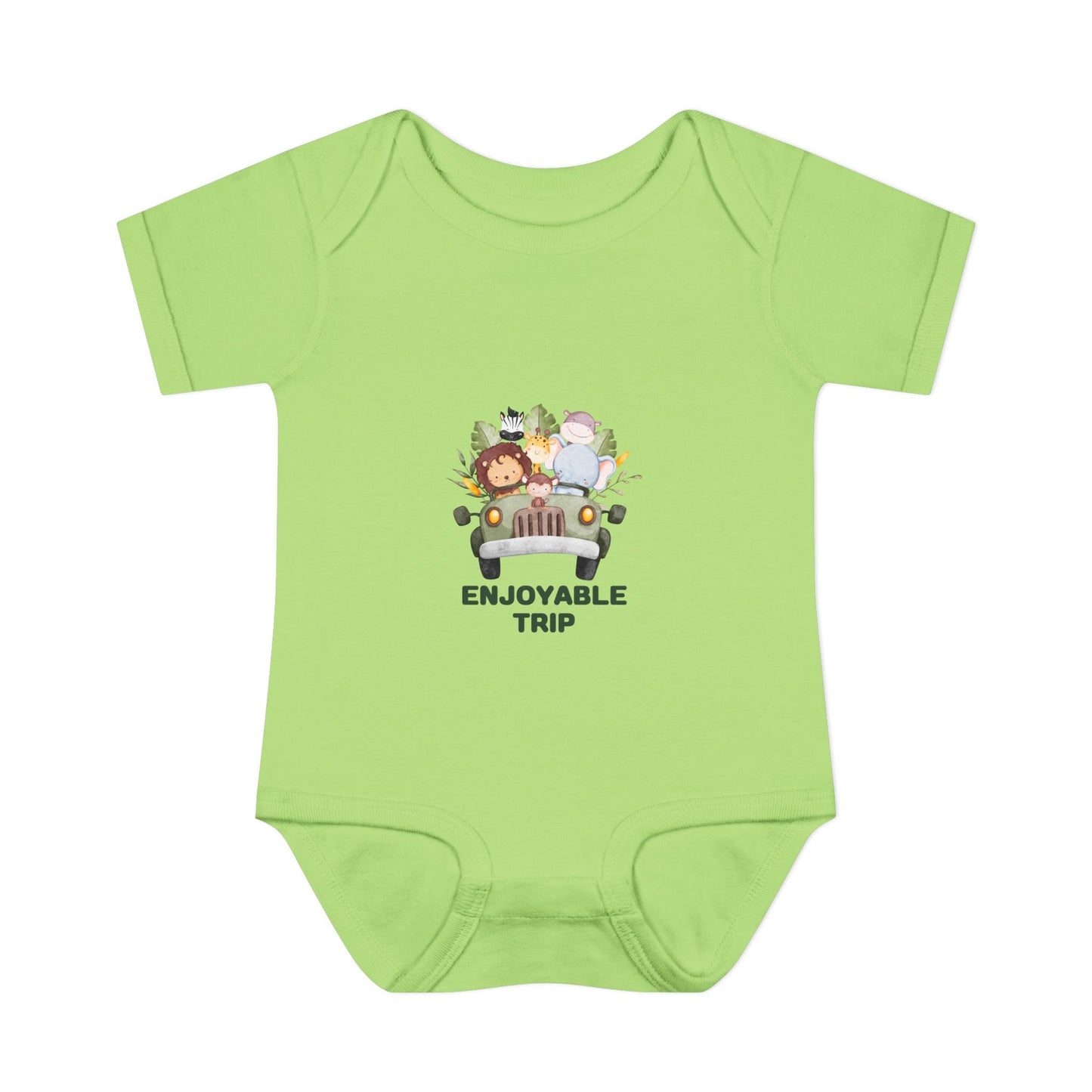 Infant Bodysuit with Enjoyable Trip Zoo Animals Design