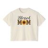 Blessed Mom Boxy Tee — Sunflower & Leopard Mother's Day Shirt