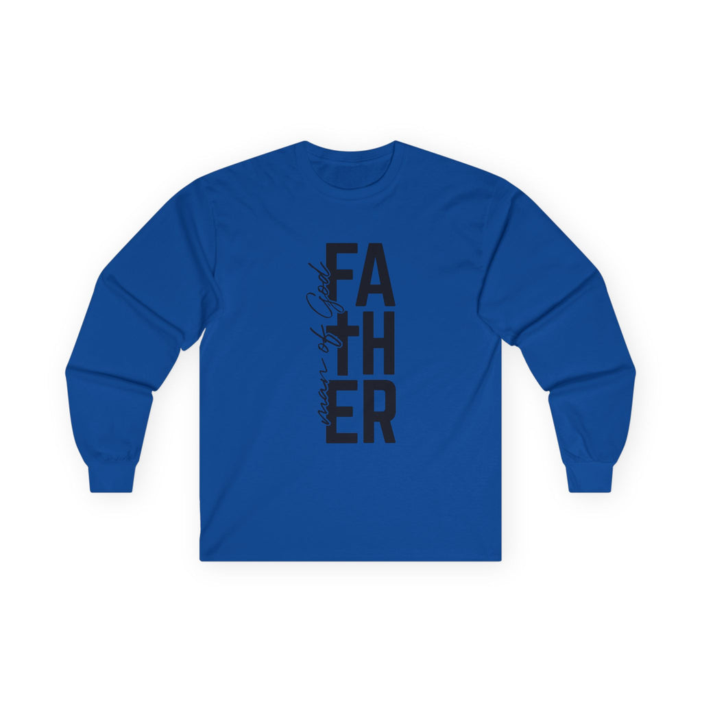 Father Man of God Long Sleeve Tee Vertical Script