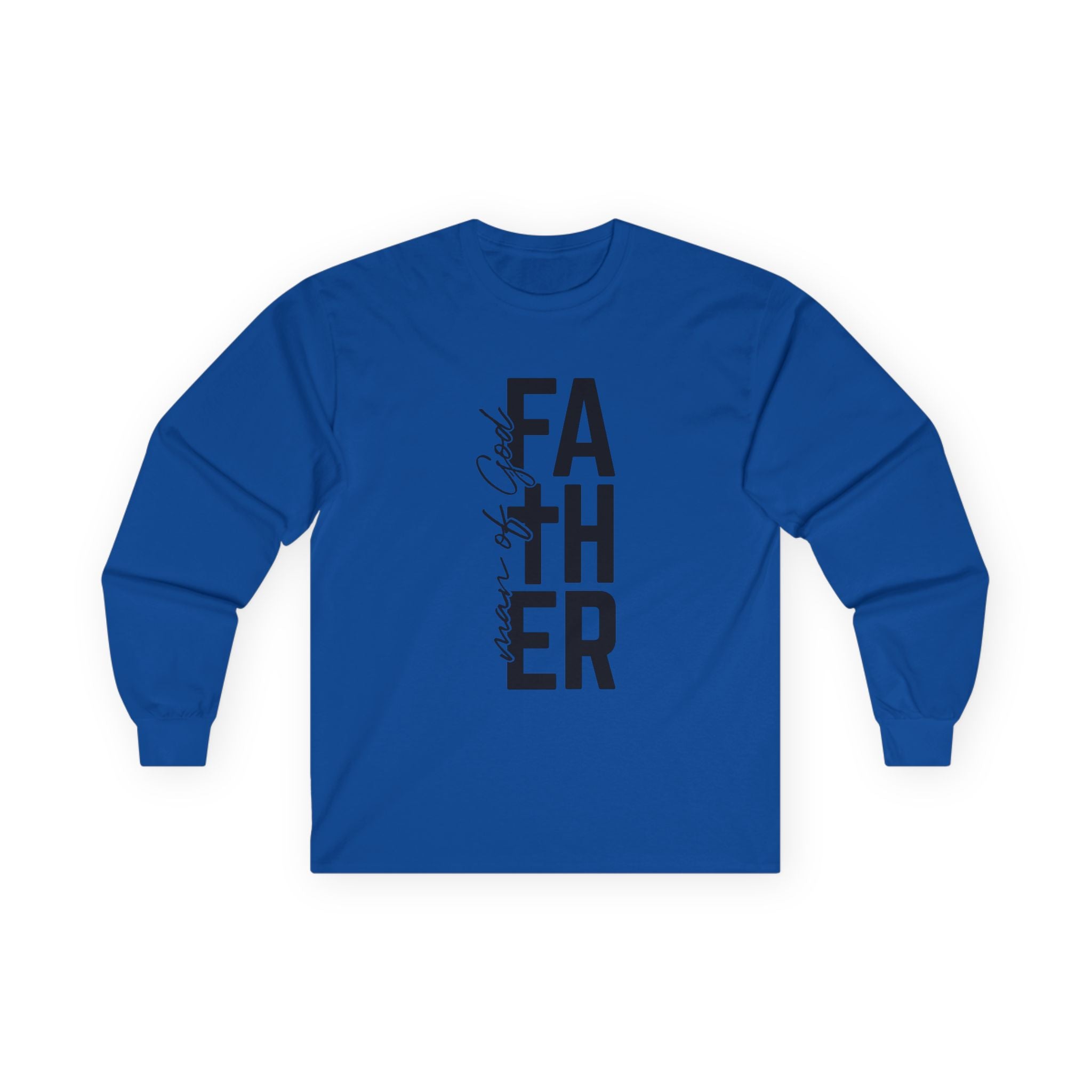 Father Man of God Long Sleeve Tee Vertical Script