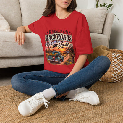 Raised on Backroads & Sunshine T-Shirt — Vintage Country Sunset Tee