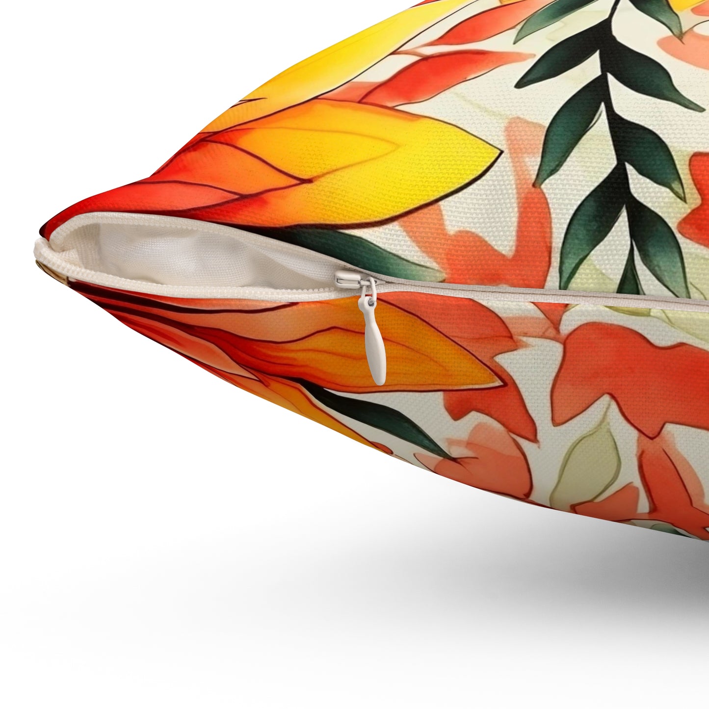 Sunburst Floral Throw Pillow — Vibrant Orange & Yellow Decorative Cushion