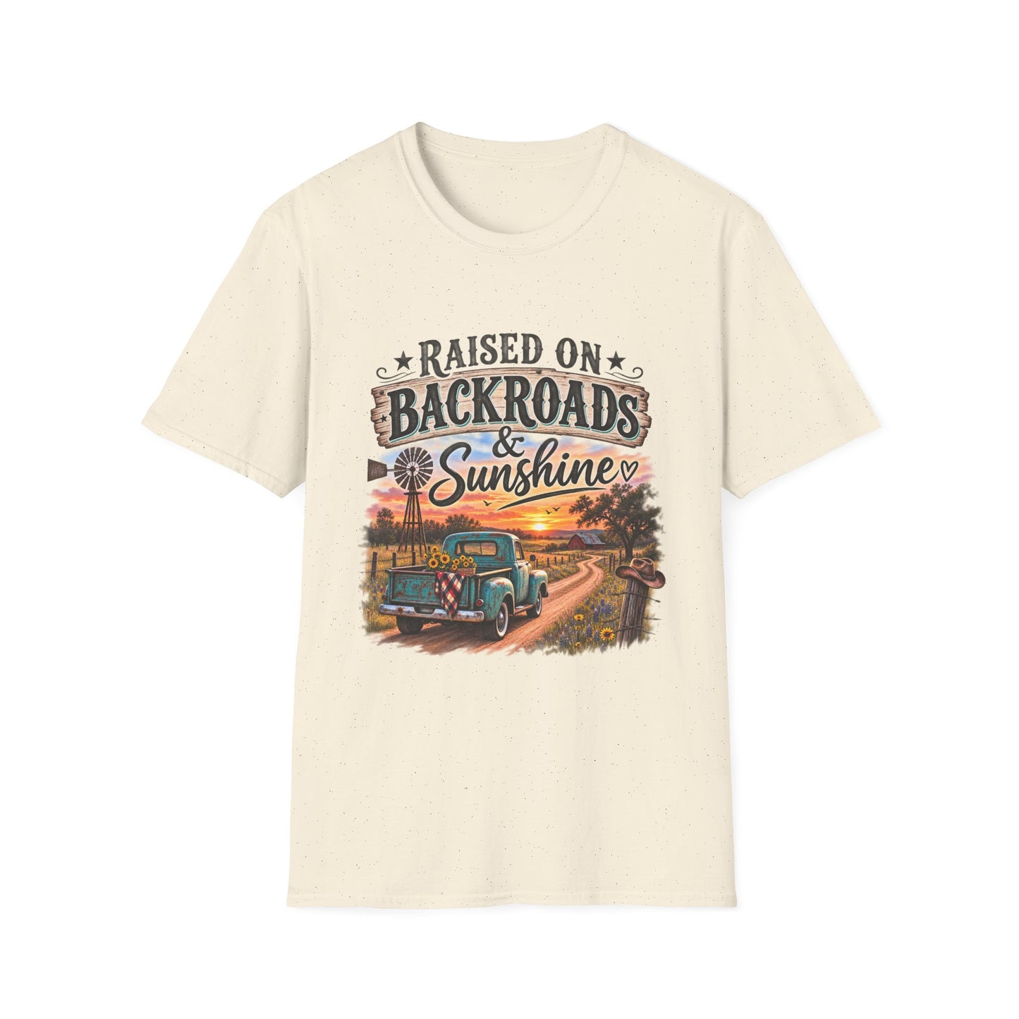 Raised on Backroads & Sunshine T-Shirt — Vintage Country Sunset Tee