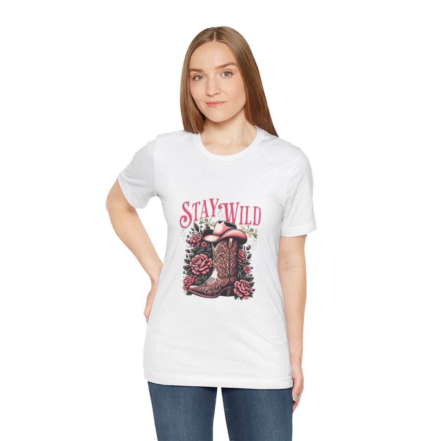 Stay Wild Cowboy Boot Floral Cowgirl T-Shirt