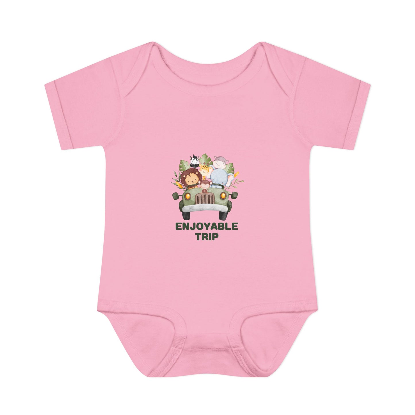 Infant Bodysuit with Enjoyable Trip Zoo Animals Design