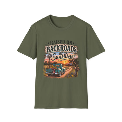 Raised on Backroads & Sunshine T-Shirt — Vintage Country Sunset Tee