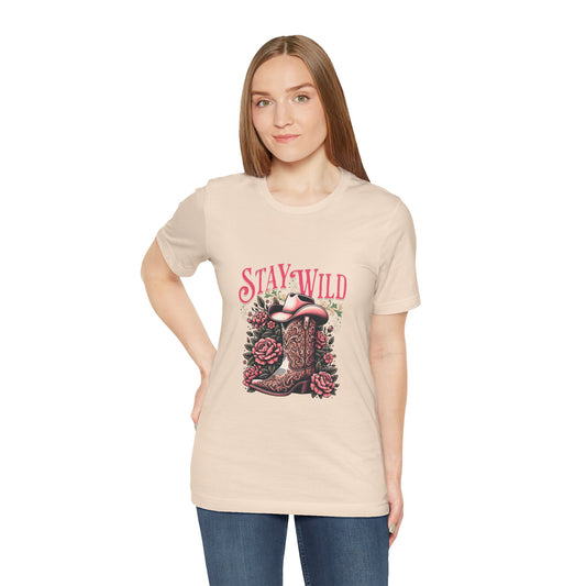 Stay Wild Cowboy Boot Floral Cowgirl T-Shirt