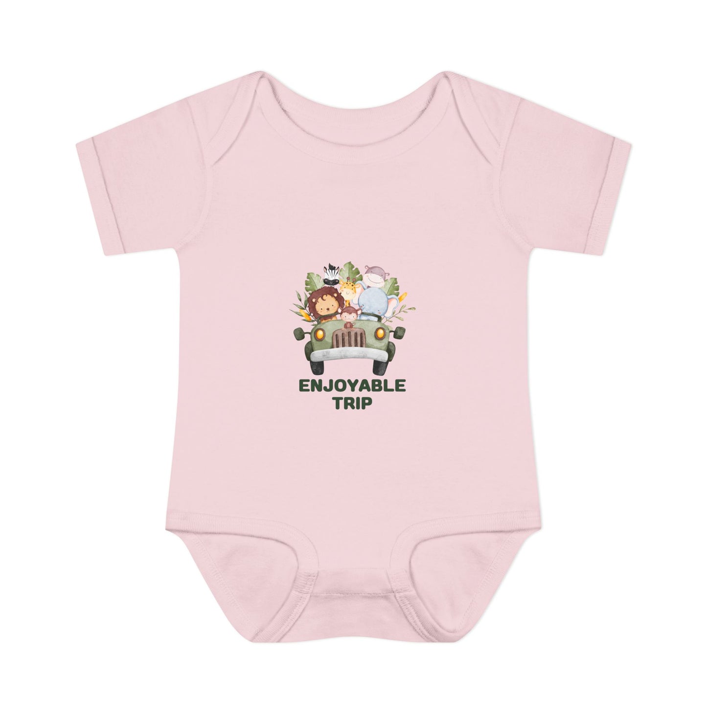 Infant Bodysuit with Enjoyable Trip Zoo Animals Design