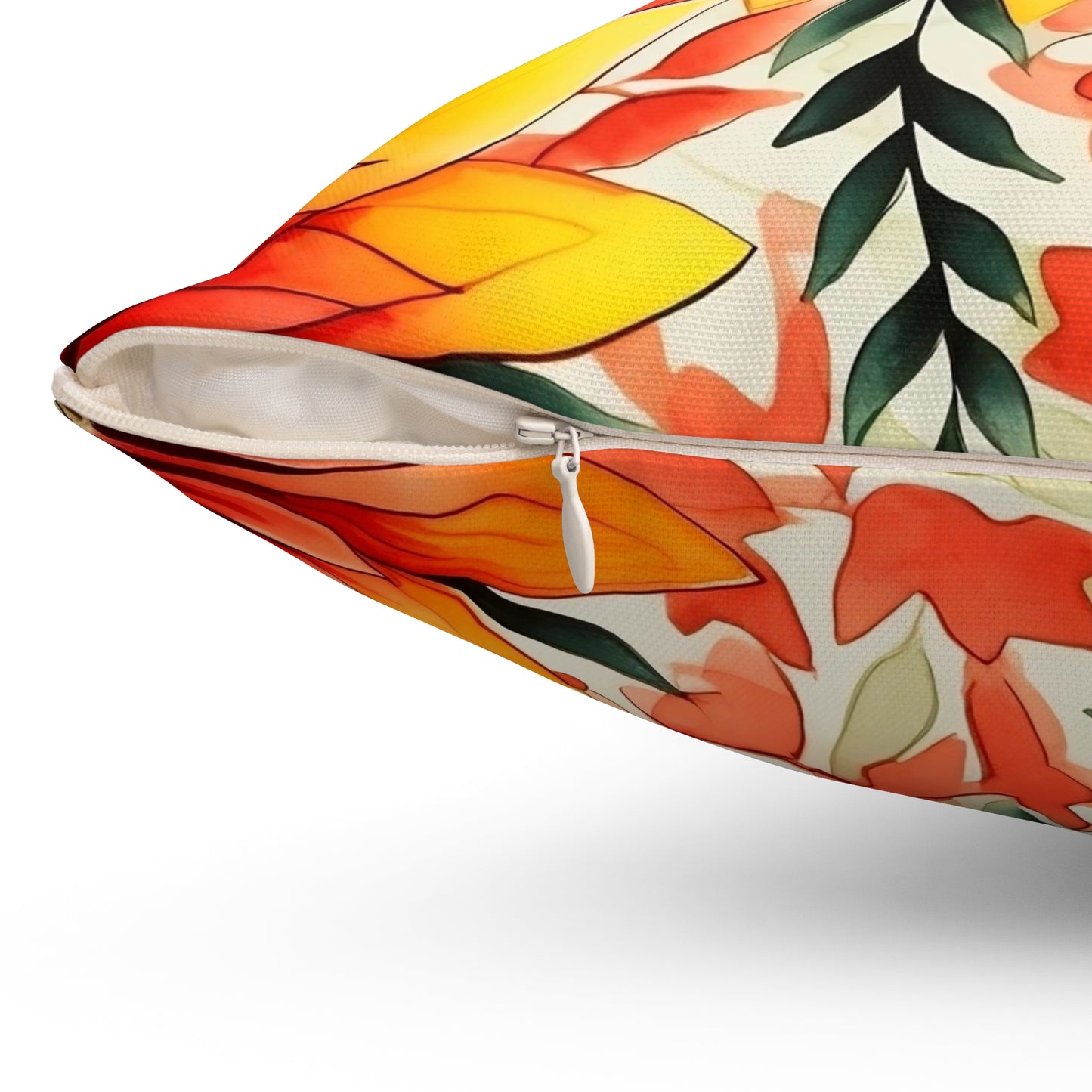 Sunburst Floral Throw Pillow — Vibrant Orange & Yellow Decorative Cushion