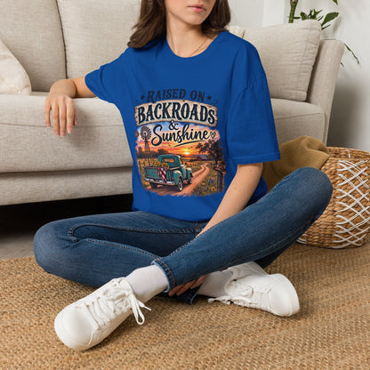 Raised on Backroads & Sunshine T-Shirt — Vintage Country Sunset Tee