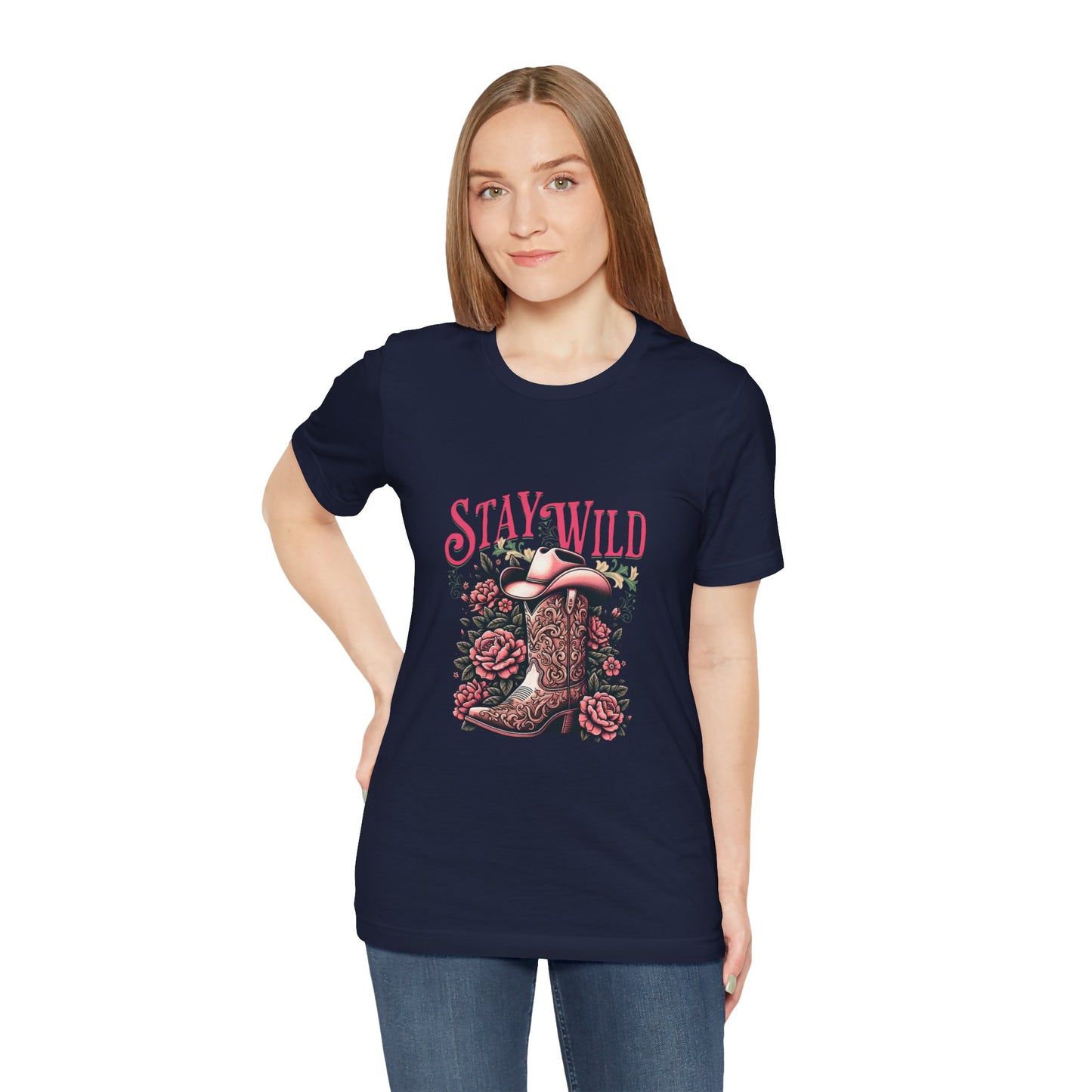 Stay Wild Cowboy Boot Floral Cowgirl T-Shirt