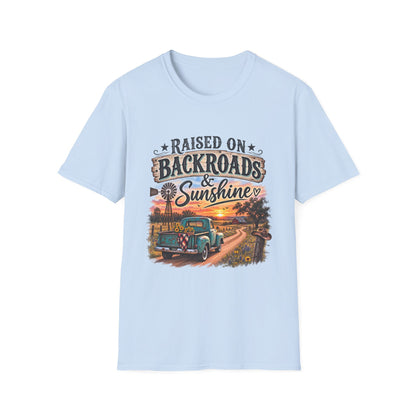 Raised on Backroads & Sunshine T-Shirt — Vintage Country Sunset Tee