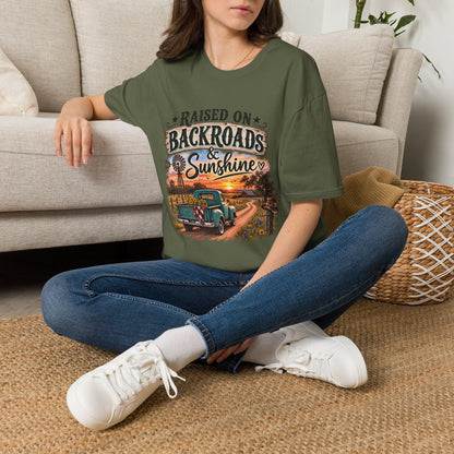 Raised on Backroads & Sunshine T-Shirt — Vintage Country Sunset Tee