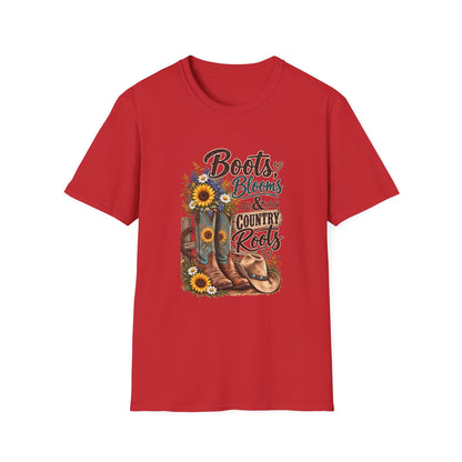 Boots, Blooms & Country Roots T-Shirt — Sunflower Cowboy Boot Graphic Tee