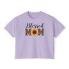 Blessed Mom Boxy Tee — Sunflower & Leopard Mother's Day Shirt