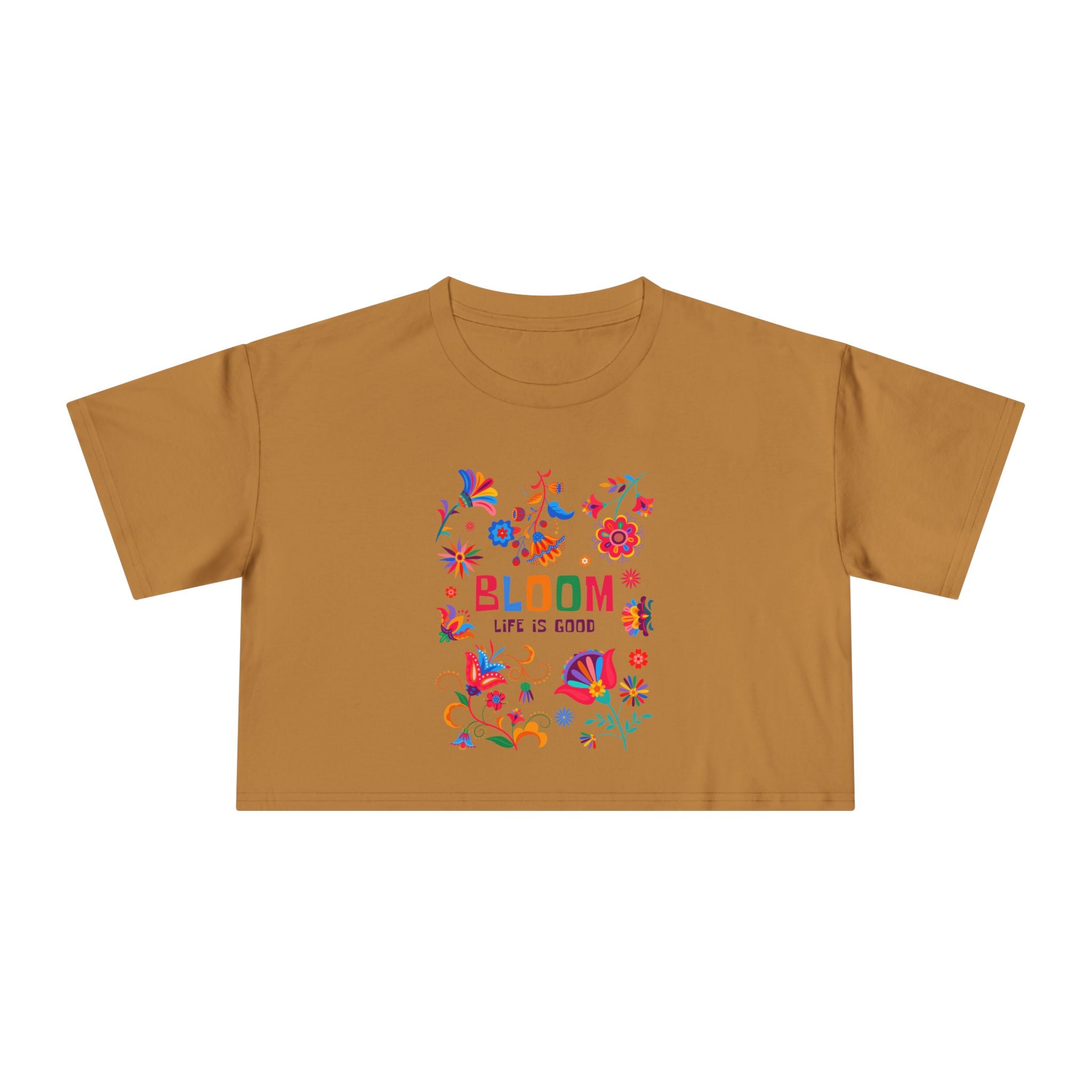 Crop Tee — "Bloom Life Is Good" Floral Graphic Crop Top