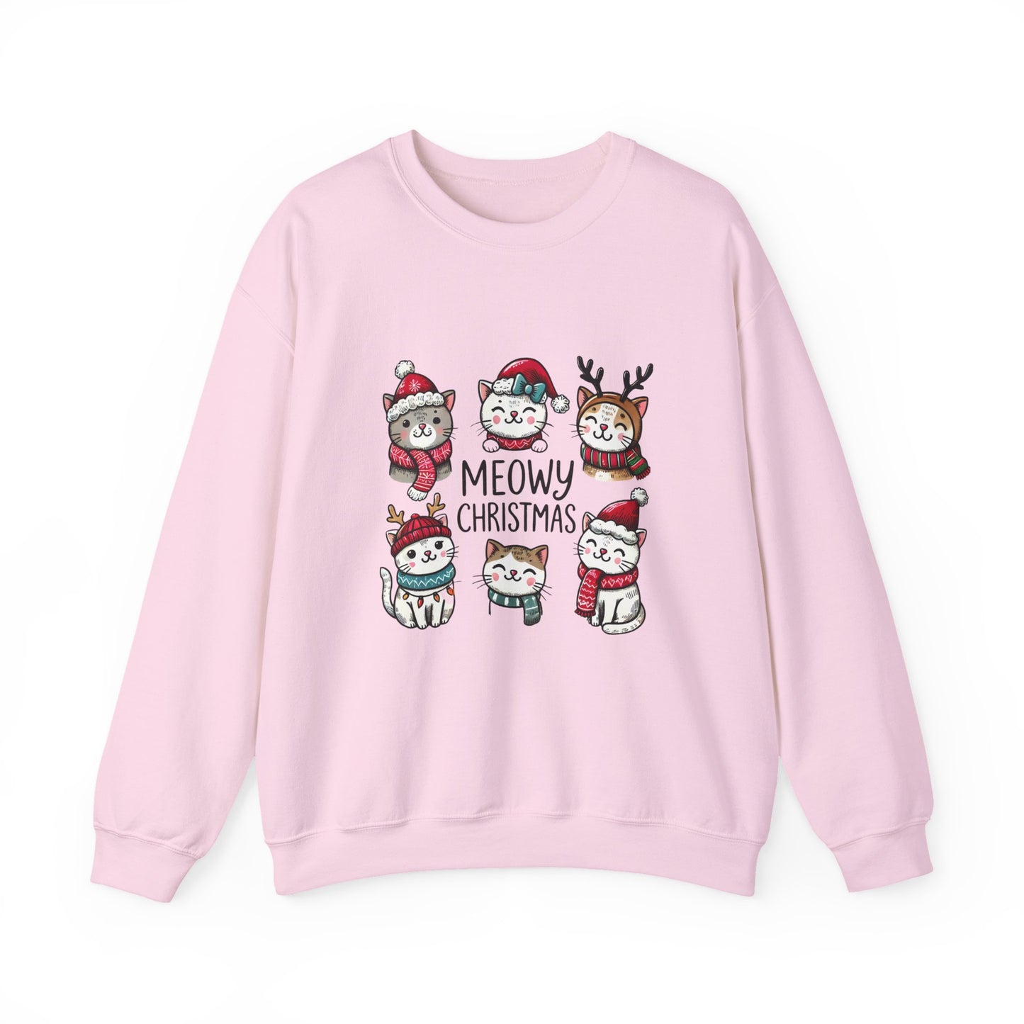 Holiday Sweatshirt — "Meowy Christmas" Cute Cat Crewneck for Cat Lovers