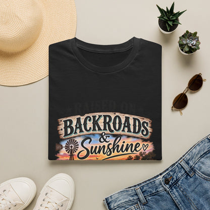 Raised on Backroads & Sunshine T-Shirt — Vintage Country Sunset Tee