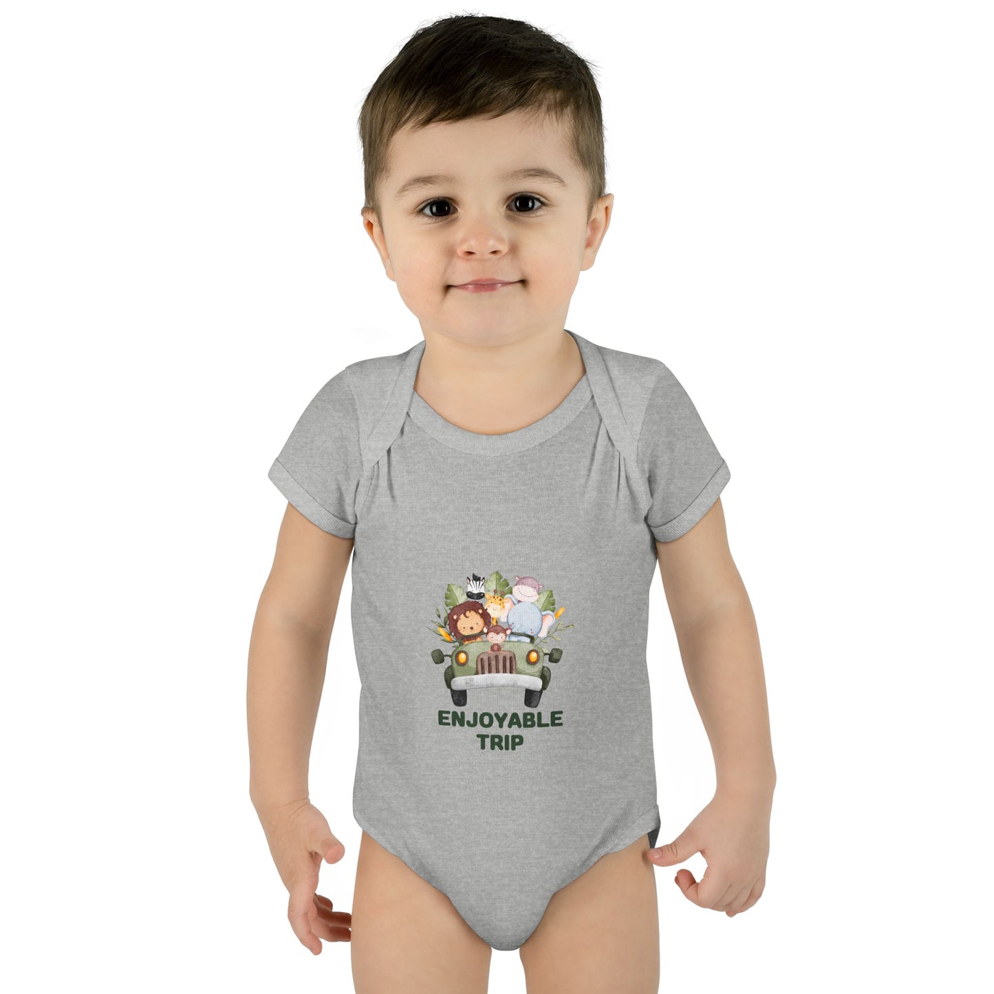 Infant Bodysuit with Enjoyable Trip Zoo Animals Design