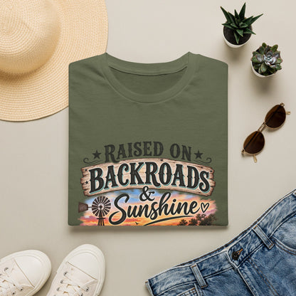 Raised on Backroads & Sunshine T-Shirt — Vintage Country Sunset Tee
