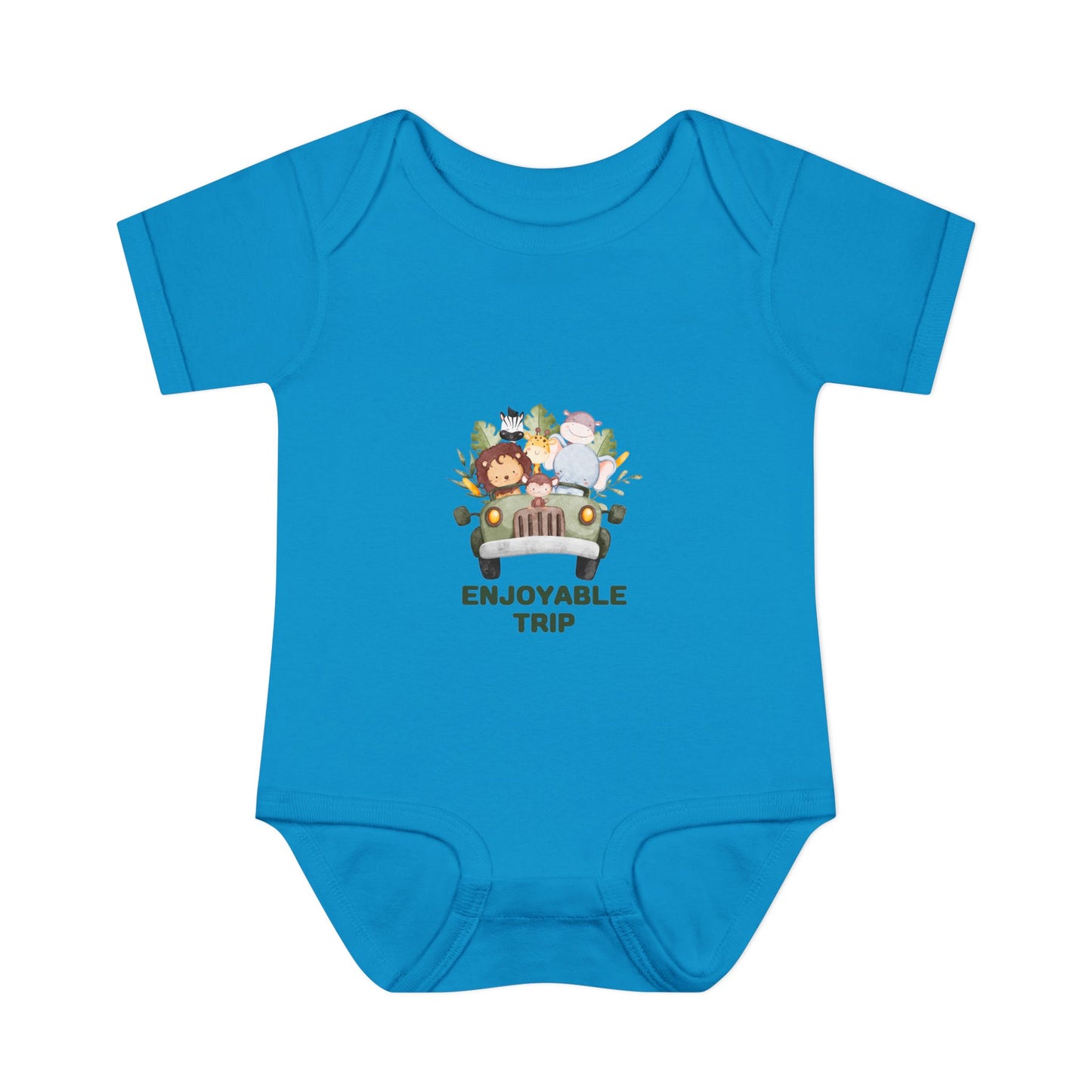 Infant Bodysuit with Enjoyable Trip Zoo Animals Design