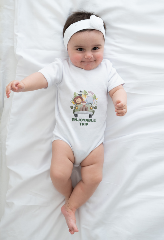 Infant Bodysuit with Enjoyable Trip Zoo Animals Design