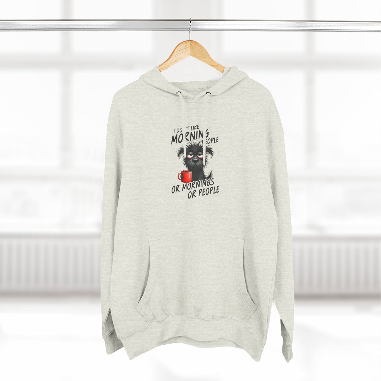 Funny Dog Hoodie – “I Don’t Do Mornings or People” Cute Black Dog Graphic