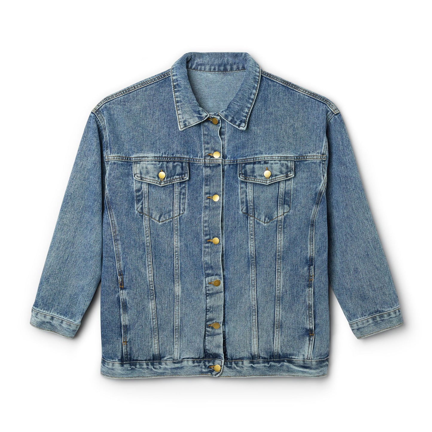 Women's Denim Jacket with Yellow Sunflower & Heart Back Print — Cute Casual Spring Jacket
