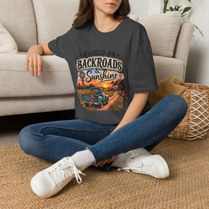 Raised on Backroads & Sunshine T-Shirt — Vintage Country Sunset Tee