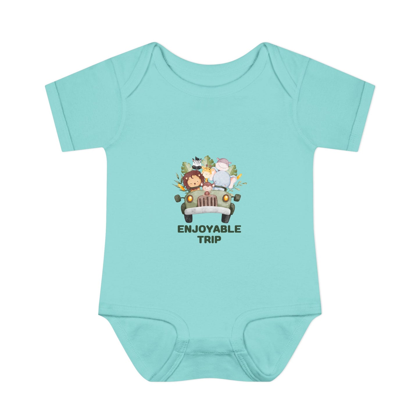 Infant Bodysuit with Enjoyable Trip Zoo Animals Design