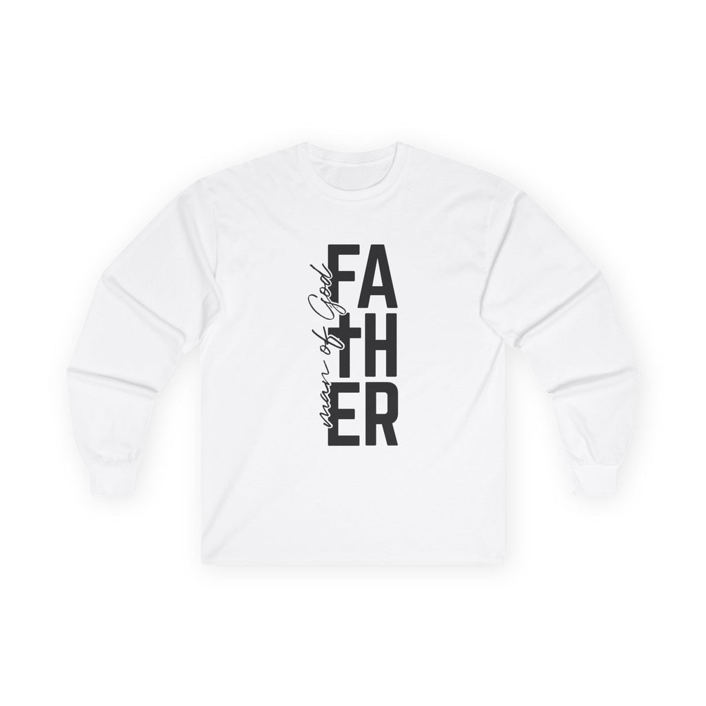 Father Man of God Long Sleeve Tee Vertical Script