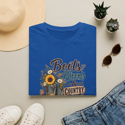 Boots, Blooms & Country Roots T-Shirt — Sunflower Cowboy Boot Graphic Tee