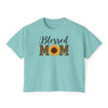Blessed Mom Boxy Tee — Sunflower & Leopard Mother's Day Shirt