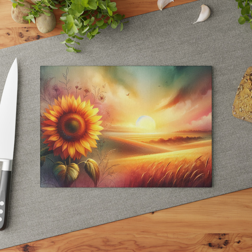 Sunflowers Glass Cutting Board