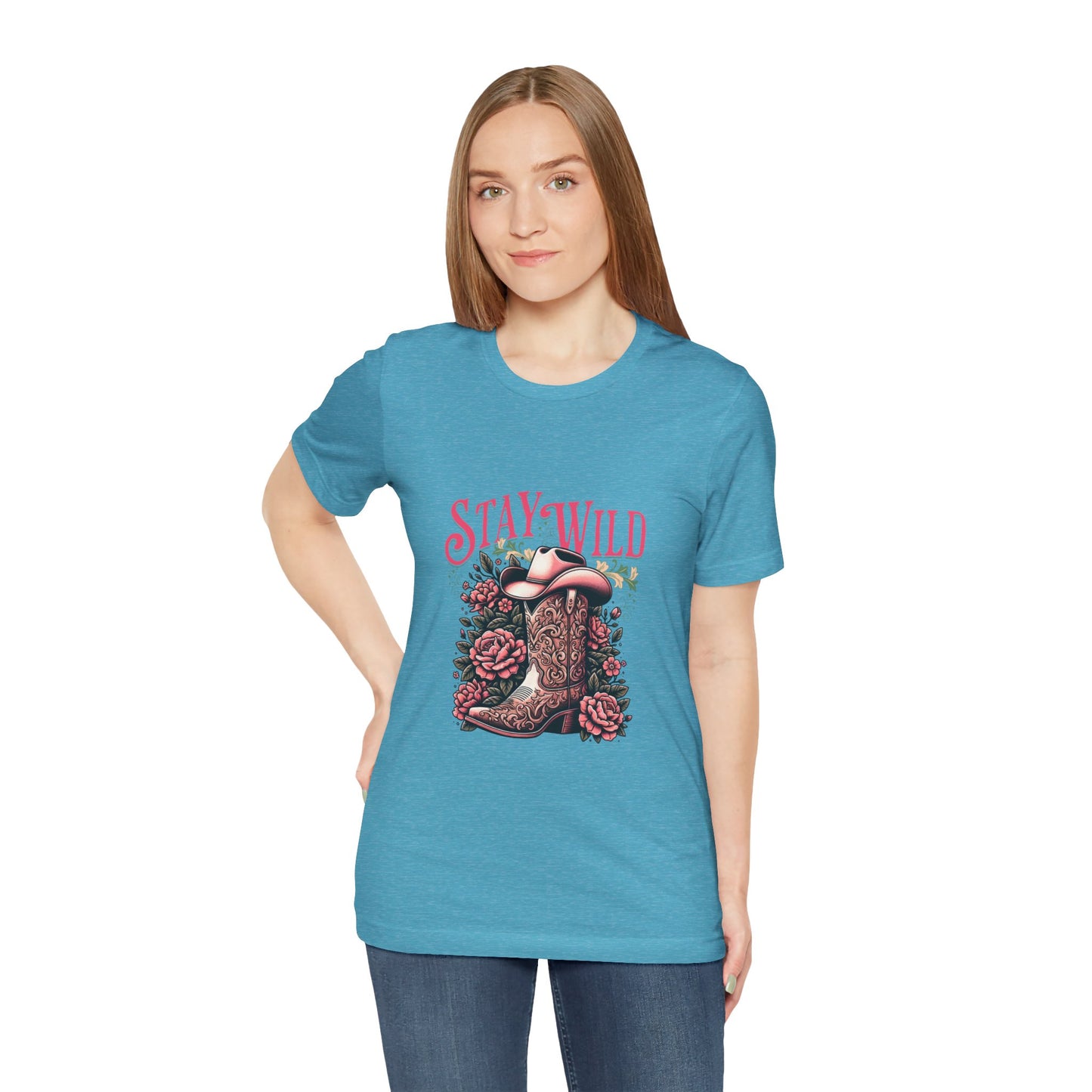 Stay Wild Cowboy Boot Floral Cowgirl T-Shirt