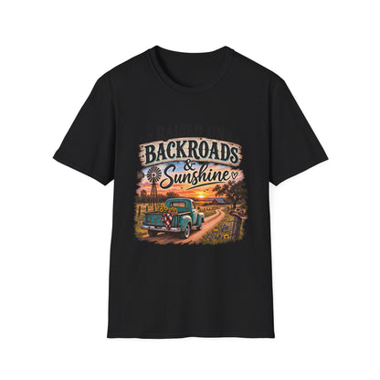 Raised on Backroads & Sunshine T-Shirt — Vintage Country Sunset Tee