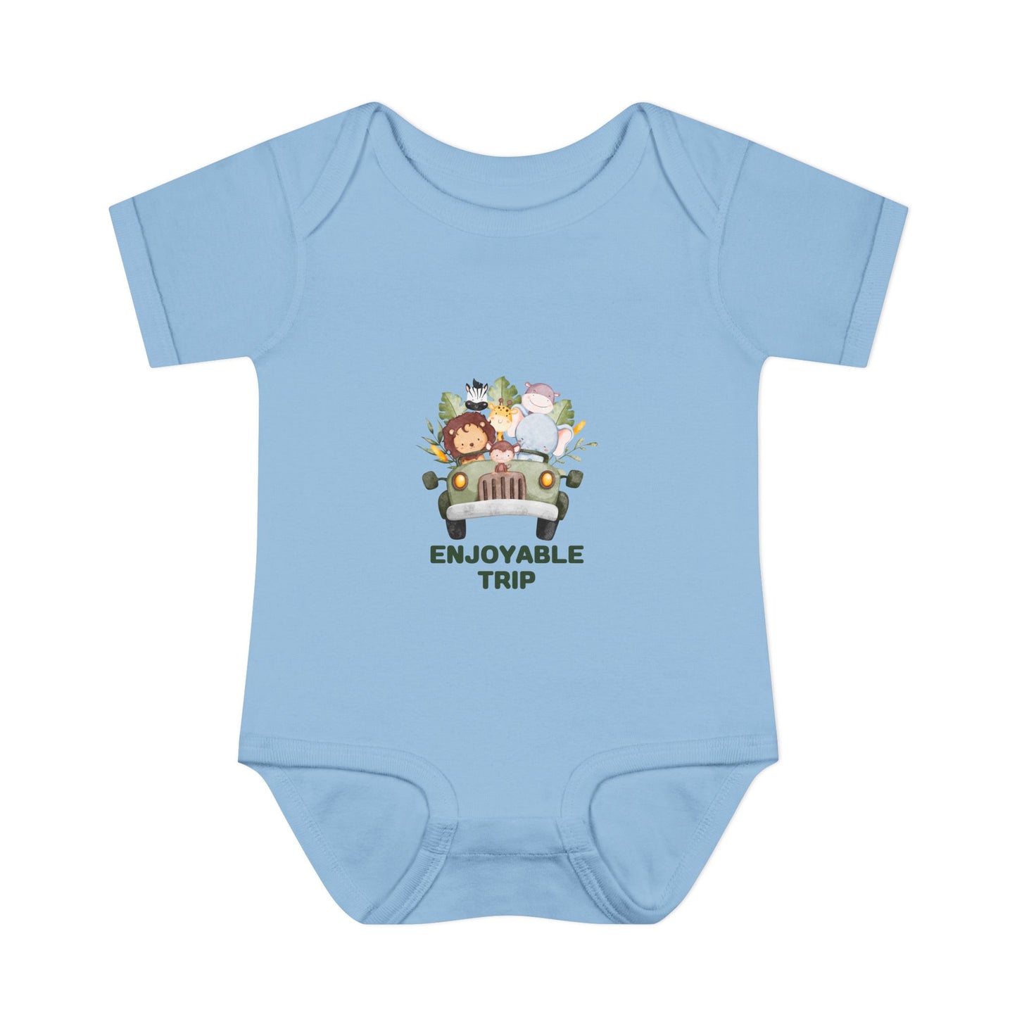 Infant Bodysuit with Enjoyable Trip Zoo Animals Design