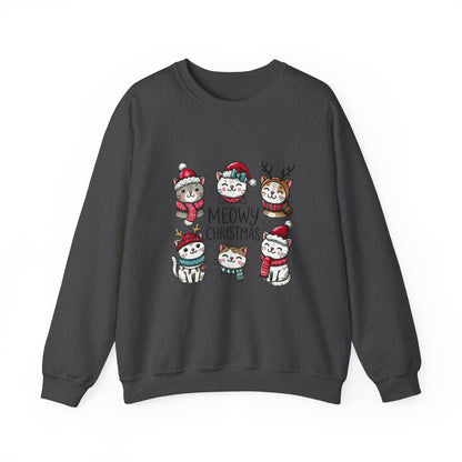 Holiday Sweatshirt — "Meowy Christmas" Cute Cat Crewneck for Cat Lovers